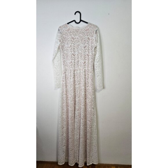 Bush Street Couture Bridal Faux Wrap Lace Wedding Dress S-M Bohemian Romantic - Picture 3 of 11